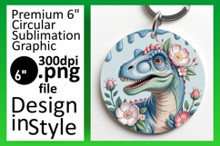 Cute Circle Design Car Coaster PNG , Cute Dino Product Image 1