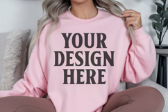 Gildan 18000 Light Pink Mockup , Crewneck Sweatshirt Boho Product Image 1