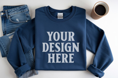 Dark Navy Gildan 18000 Folded Flat Lay Mockups Product Image 1