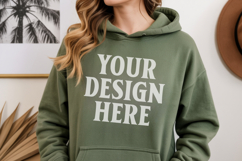 Military Green Gildan 18500 Hoodie Sweatshirt Mockup, 185 mo Product Image 1
