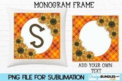 Sunflower Monogram Frame Sublimation | Fall Pillow Product Image 1