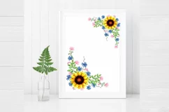 Sunflower Frames Watercolor, Clipart Border Floral Product Image 4