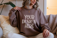 Red Gildan 18000 Sweatshirt Mockup,G18000 Crewneck Sweatsh Product Image 1