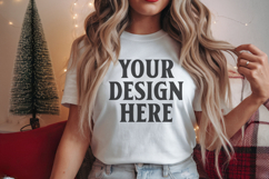 Christmas Bella Canvas 3001 White Shirt Mockup ,Trandy mock Product Image 1