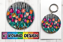 Sparkling Floral Paradise PNG Sublimation Circle: Keychain, Product Image 1