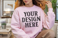 Light Pink Gildan 18000 Crewnwck Sweatshirt Mockup, gildan Product Image 1
