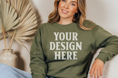 Military Green Gildan 18500 Hoodie Sweatshirt Mockup, 185 mo Product Image 1