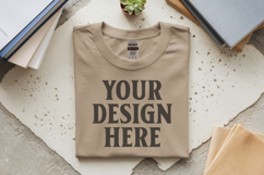 Sand Gildan 5000 Flat Lay Tshirt Mockup, G5000 mockups Product Image 1
