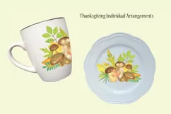Autumn mushrooms and leaves watercolor clipart Product Image 3