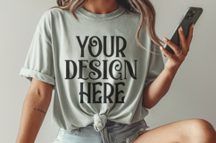 Comfort Colors 1717 Sage T-shirt Mockups, Real Model Product Image 1