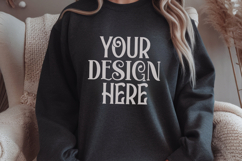 Dark Heather Gildan 18000 Sweatshirt Mockup,G18000 Crewneck Product Image 1