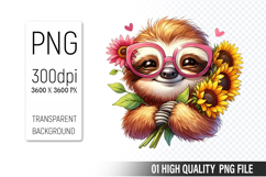 Cute Sloth, Animal Sublimation Clipart PNG Product Image 1