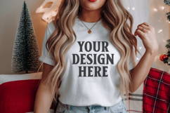 Christmas Bella Canvas 3001 White Shirt Mockup ,Trandy mock Product Image 1