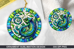 Komodo dragon Stained Glass Ornament PNG, Sublimation Design Product Image 1