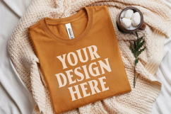 Christmas Bella Canvas 3001 Heather Mustard Folded Tshirt Mo Product Image 1