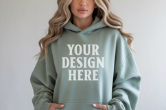 Military Green Gildan 18500 Hoodie Sweatshirt Mockup, 185 mo Product Image 1