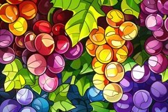 Stained Glass Grapes Background Wallpaper Product Image 1