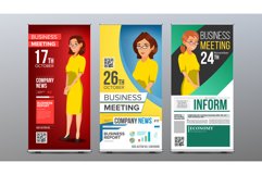 Roll Up Banner Set Vector. Vertical Billboard Template. Product Image 1