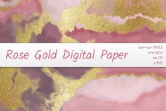 Rose Gold marble Digital Paper PNG. Iridescent Gold Rose Product Image 3