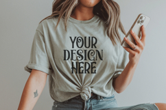 Comfort Colors 1717 Sage T-shirt Mockups, Real Model Product Image 1