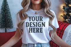 Christmas Bella Canvas 3001 White Shirt Mockup ,Trandy mock Product Image 1