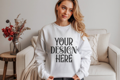 White Gildan 18000 Crewneck Sweatshirt Mockups,G18000 Product Image 1