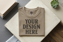 Sand Gildan 5000 Flat Lay Tshirt Mockup, G5000 mockups Product Image 1