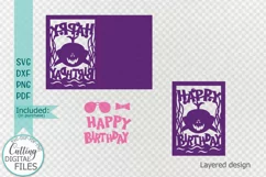 Girl Birthday Shark card for paper cut template svg dxf file Product Image 2