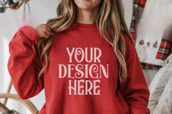 Christmas Gildan 18000 Red Crewneck Sweatshirt Mockup Product Image 1