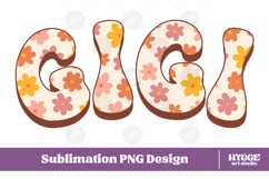 gigi Png Retro Flowers Mother&#039;s Day Floral Mom Sublimation Product Image 1