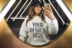White Gildan 18000 Mockup, Sweatshirt Crewneck Mockups Product Image 1