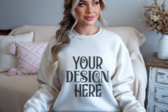 White Gildan 18000 Crewneck Sweatshirt Mockups,G18000 Product Image 1