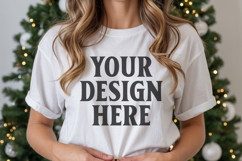 Christmas Bella Canvas 3001 White Shirt Mockup ,Trandy mock Product Image 1