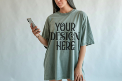 Comfort Colors 1717 Sage T-shirt Mockups, Real Model Product Image 1