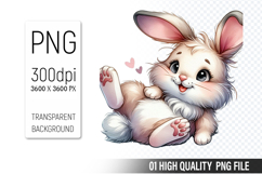 Cute Bunny, Animal Sublimation Clipart PNG Product Image 1