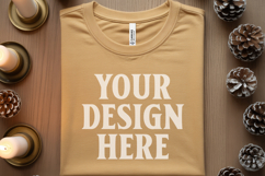 Christmas Bella Canvas 3001 Heather Mustard Folded Tshirt Mo Product Image 1