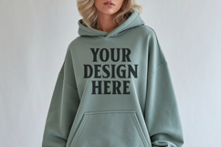 Military Green Gildan 18500 Hoodie Mockup, G18000 Hoodie Mod Product Image 1