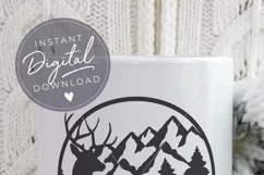 Stag Mountain Scene - SVG EPS DXF PNG PDF JPG Product Image 5