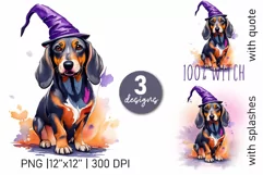 Watercolor dachshund dog halloween sublimation PNG Product Image 1