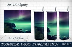 Ocean with northern lights tumbler, Nature tumbler wrap Product Image 1