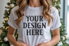 Christmas Bella Canvas 3001 White Shirt Mockup ,Trandy mock Product Image 1
