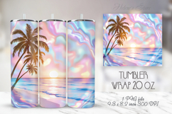 Palm tree summer beach tumbler 20oz wrap sublimation designs Product Image 1