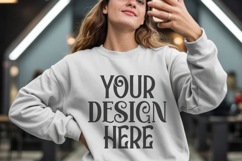 White Gildan 18000 Mockup, Sweatshirt Crewneck Mockups Product Image 1