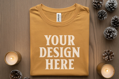 Christmas Bella Canvas 3001 Heather Mustard Folded Tshirt Mo Product Image 1