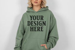 Military Green Gildan 18500 Hoodie Mockup, G18000 Hoodie Mod Product Image 1