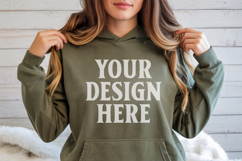 Military Green Gildan 18500 Hoodie Sweatshirt Mockup, 185 mo Product Image 1