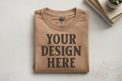 Sand Gildan 5000 Flat Lay Tshirt Mockup, G5000 mockups Product Image 1