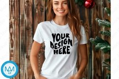 Bella Canvas 3001 Christmas, Woman white Tshirt Mockup Product Image 1