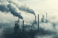 Smokestacks at an industrial plant release large amounts of Product Image 1