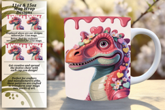 Fun 11oz Mug Wrap Png Design , Cute Dino Product Image 1